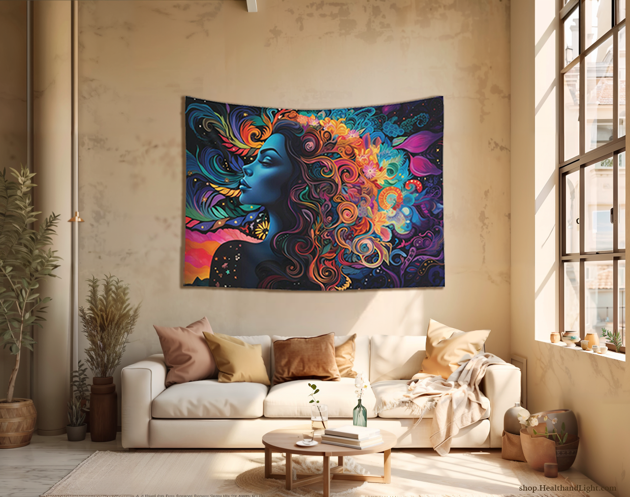 Psychedelic Cosmic Moon Goddess Tapestry #2