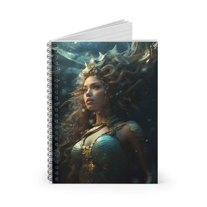 Cuaderno con líneas en espiral y diseño de diosa sirena para ella, tapa blanda #2 