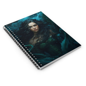 Cuaderno con líneas en espiral y diseño de diosa sirena para ella, tapa blanda #1 