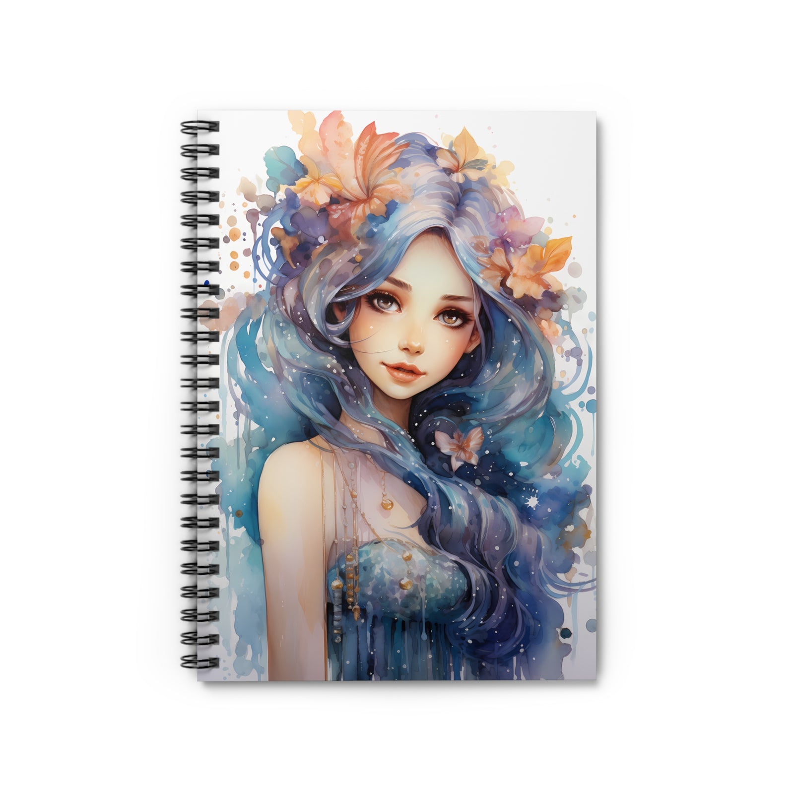 Cute Fantasy Flower Fairy Spiral Ruled Lined Notebook, Soft Cover #3