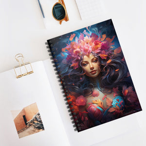 Mermaid Flower Goddess Spiral Ruled Line Notebook for Her, Soft Cover #4