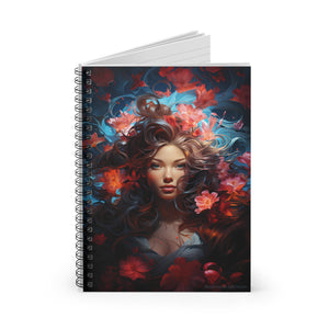 Cuaderno con líneas en espiral y diseño de diosa de las flores de sirena, tapa blanda #6 