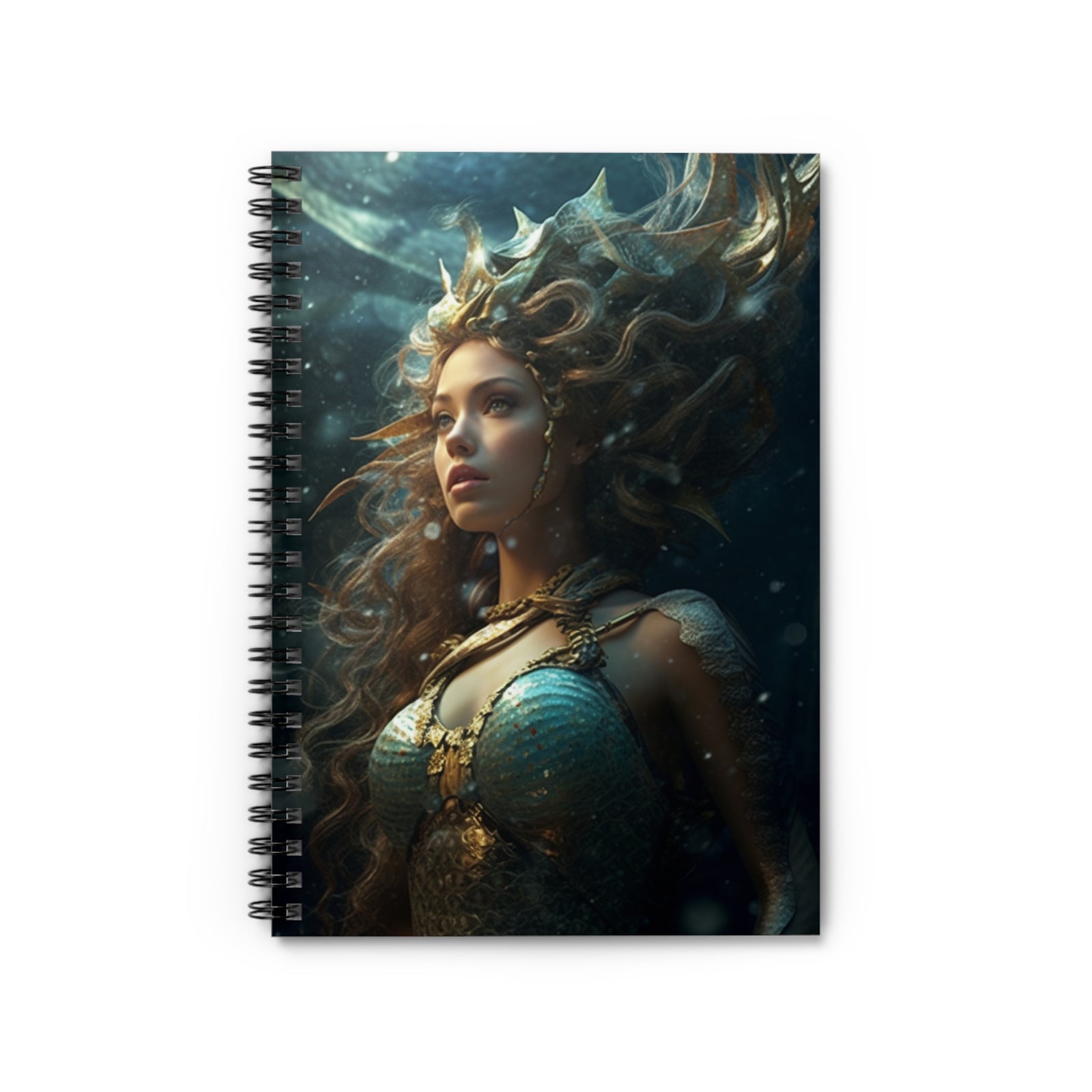 Mermaid Goddess Spiral Ruled Lined Notebook for Her, Soft Cover #2