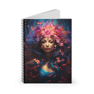 Mermaid Flower Goddess Spiral Ruled Line Notebook for Her, Soft Cover #8
