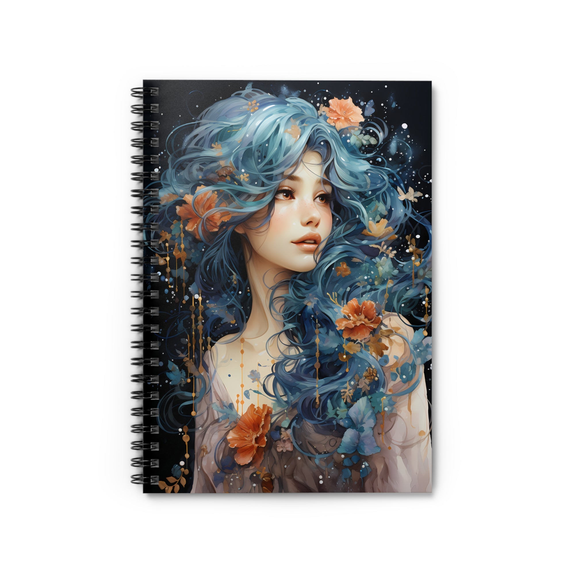 Cuaderno con líneas en espiral y diseño de Hada de las Flores, tapa blanda