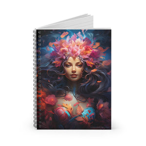 Cuaderno con líneas en espiral y diseño de diosa de las flores de sirena, tapa blanda #4 