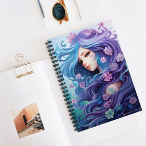 Cuaderno con líneas en espiral y diseño de sirena y Hada de las Flores, tapa blanda #2 