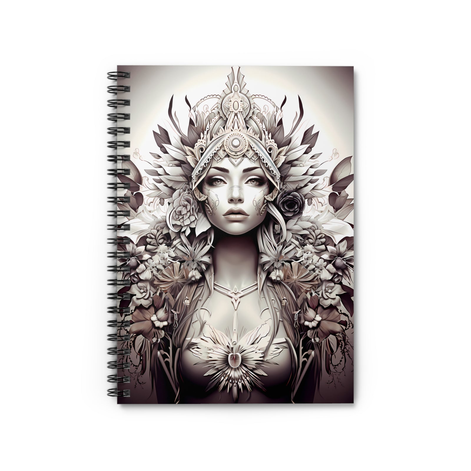 Native Tribal Ethnic Goddess Spiral Ruled Lined Notebook for Her, Soft Cover #1