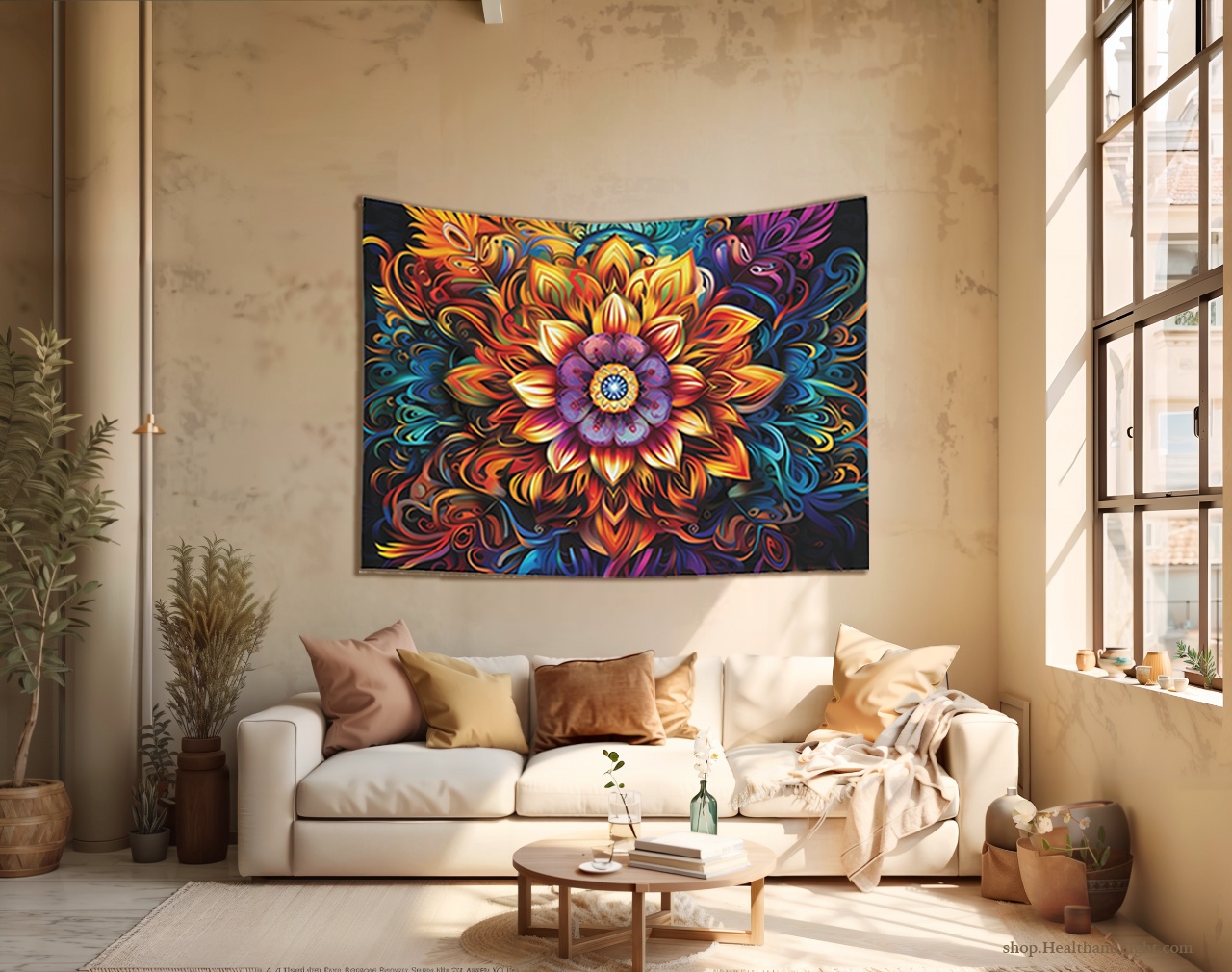 Boho Floral Tenture Murale Mandala Tapisserie 3