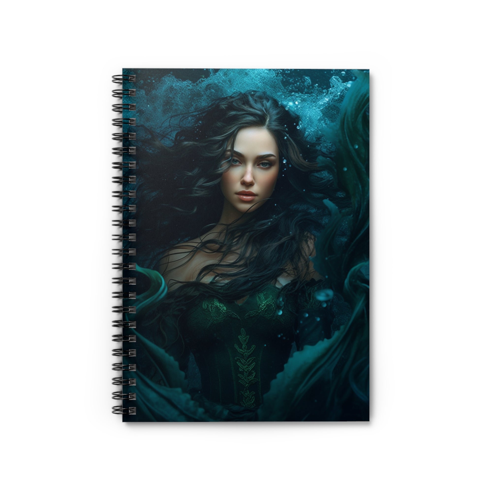 Mermaid Goddess Spiral Ruled Line Notebook for Her, Soft Cover #1