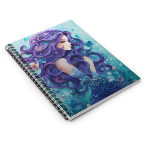 Flower Mermaid Spiral Ruled Line Notebook for Her, Soft Cover