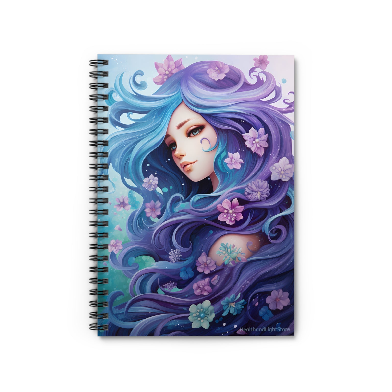 Flower Fairy Mermaid Spiral Ruled Lined Notebook for Her, Soft Cover #2