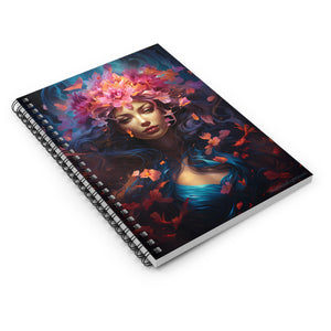 Cuaderno con líneas en espiral y diseño de diosa de las flores de sirena, tapa blanda #8 