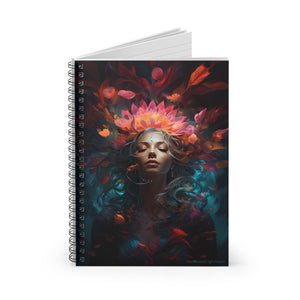 Mermaid Flower Goddess Spiral Ruled Line Notebook for Her, Soft Cover #7