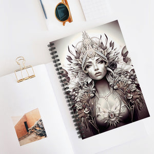 Cuaderno con líneas en espiral de diosa étnica tribal nativa para ella, tapa suave #1