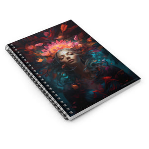 Mermaid Flower Goddess Spiral Ruled Line Notebook for Her, Soft Cover #7