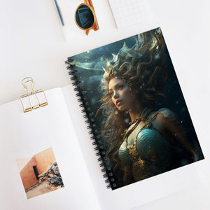 Cuaderno con líneas en espiral y diseño de diosa sirena para ella, tapa blanda #2 