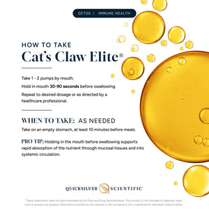 Cat's Claw Elite benefits panel