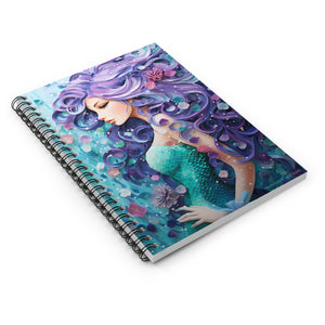 Flower Fairy Mermaid Spiral Ruled Line Notebook for Her, Soft Cover #3