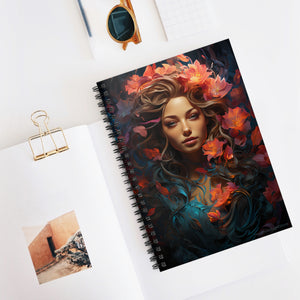 Mermaid Flower Goddess Spiral Ruled Line Notebook for Her, Soft Cover #5