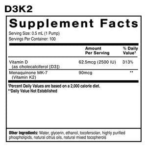 Liposomal D3K2 vitamin D3 and K2 liquid