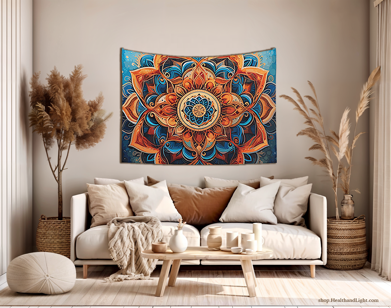 Boho Floral Tenture Murale Mandala Tapisserie 1