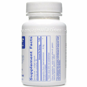 Astaxanthin 60 gels by Pure Encapsulations Supplement facts Label