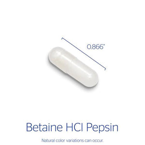 Pure Encapsulations, Betaine HCl Pepsin — Capsule size and certifications