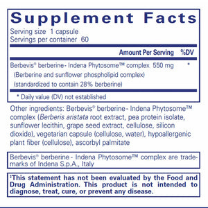Pure Encapsulations, Berberine UltraSorb — Supplement facts panel