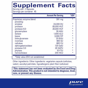 Pure Encapsulations, Digestive Enzymes Ultra — Supplement facts panel