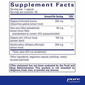 Pure Encapsulations, DGL Plus — Supplement facts panel