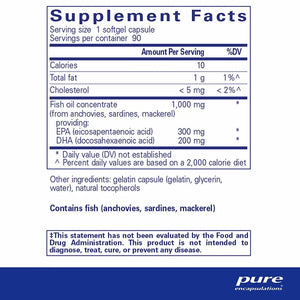 Pure Encapsulations, EPA/DHA Essentials — Supplement facts panel