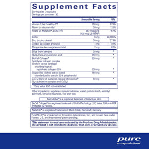 Pure Encapsulations, Hair/Skin/Nails Ultra — Supplement facts panel