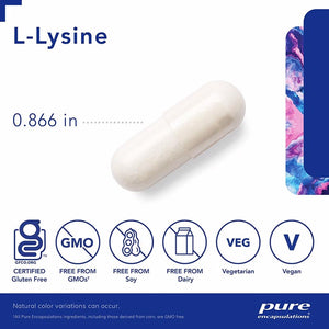 Pure Encapsulations, L-Lysine — Capsule size and certifications