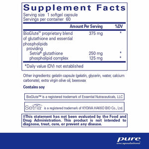 Pure Encapsulations, Liposomal Glutathione — Supplement facts panel
