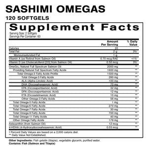 Sashimi Omegas supplement facts