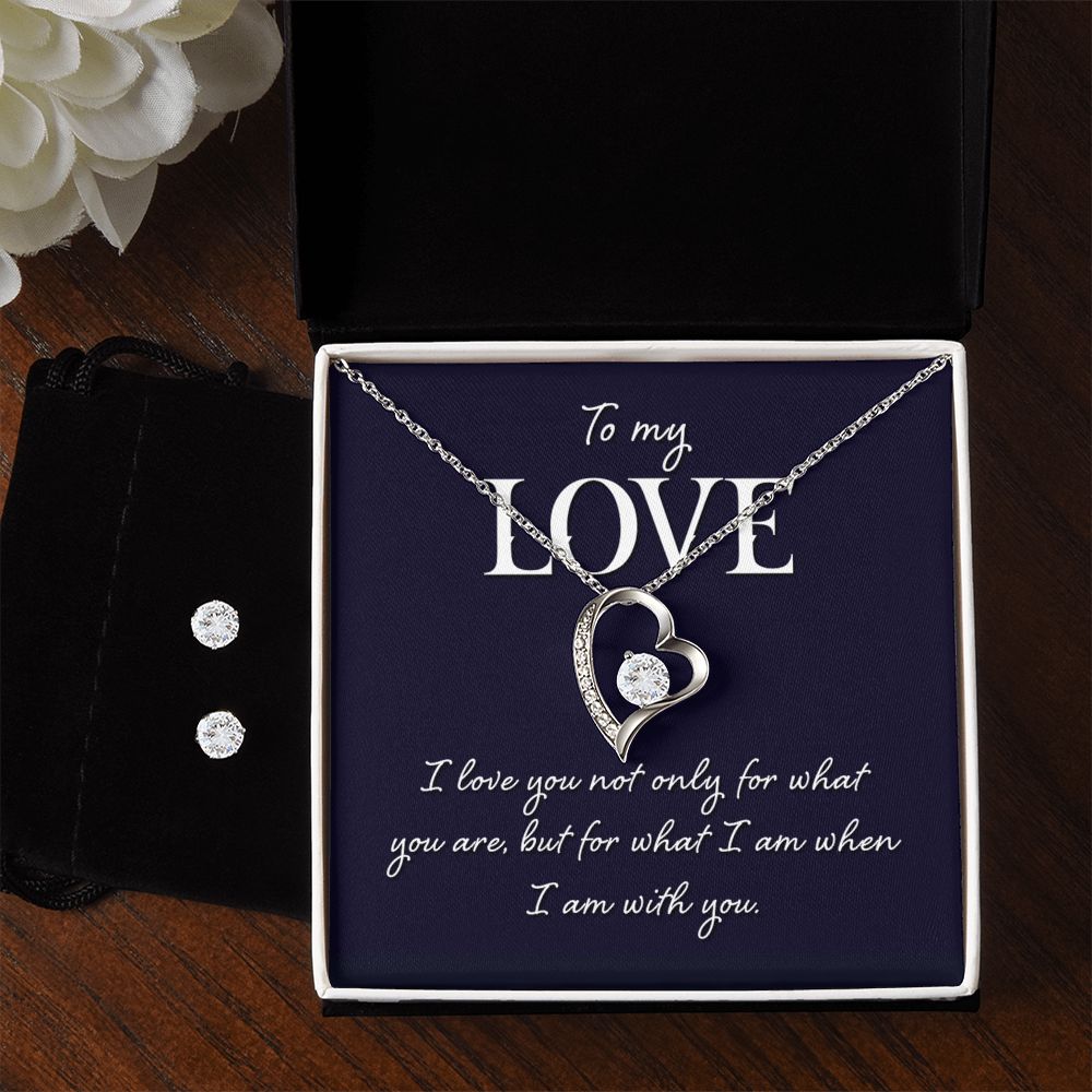 Forever Love Necklace + Clear CZ Earrings - To My Love