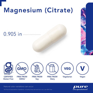 Pure Encapsulations, Magnesium (citrate) — Capsule size and certifications