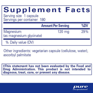 Pure Encapsulations, Magnesium Glycinate 180 — Supplement facts panel