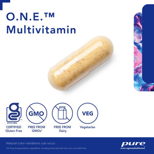 Pure Encapsulations, O.N.E.™ Multivitamin — Capsule size and certifications
