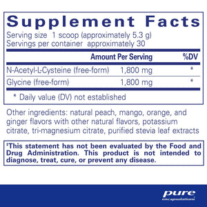 Pure Encapsulations, NAC + Glycine Powder — Supplement facts panel