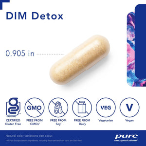 Pure Encapsulations, DIM Detox 60's — Capsule size and certifications
