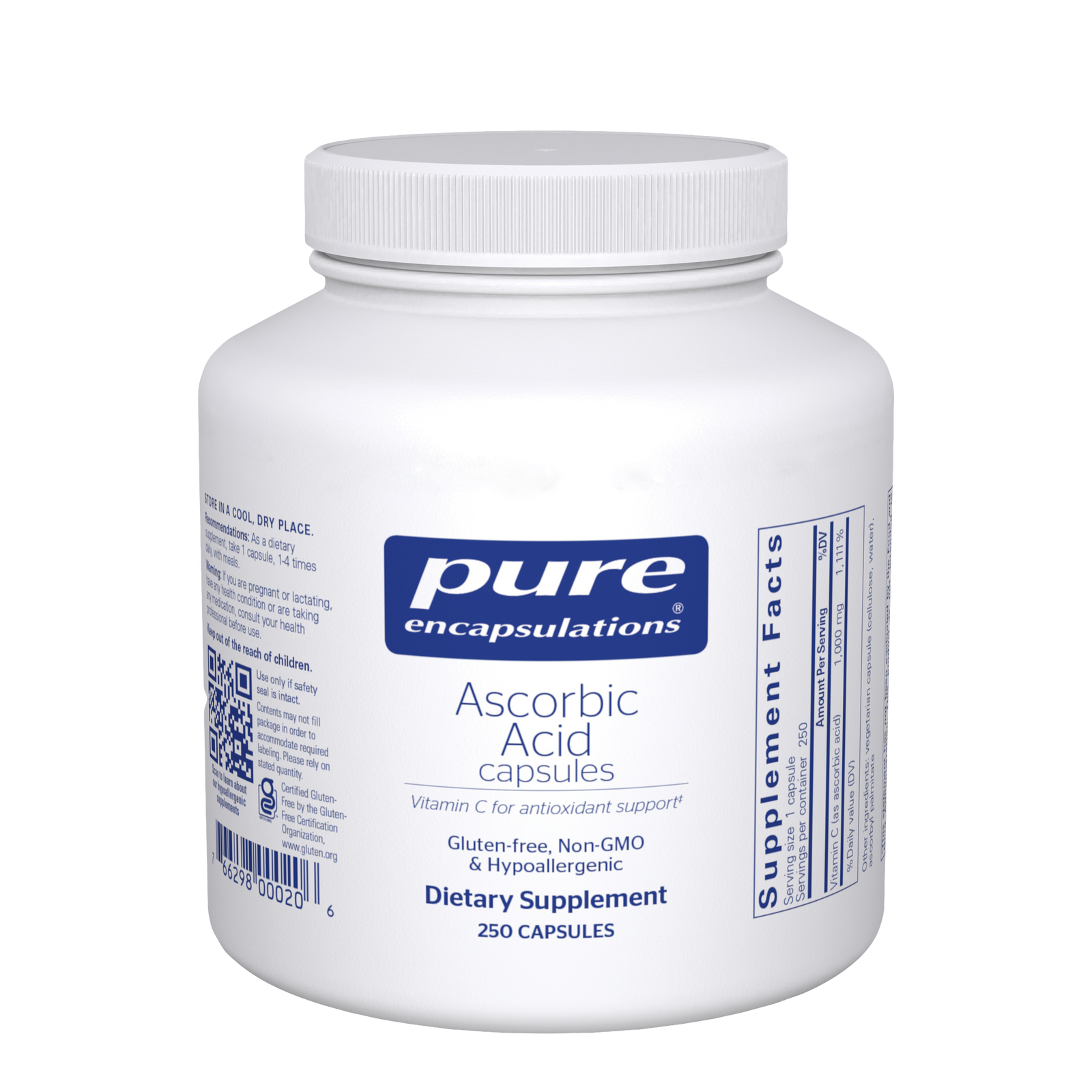 Pure Encapsulations, Ascorbic Acid 1000 mg — Ascorbic Acid 1 gram 250's