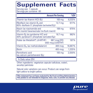 Pure Encapsulations, B-Complex Plus 60 — Supplement facts panel