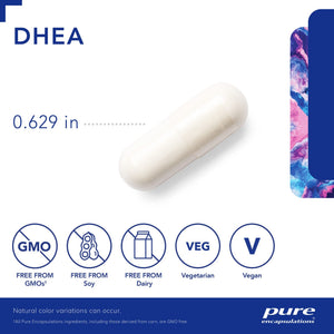 Pure Encapsulations, DHEA 25 mg — Capsule size and certifications