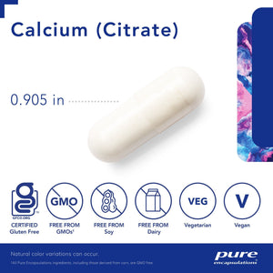 Pure Encapsulations, Calcium (citrate) 180's — Capsule size and certifications