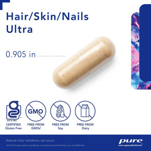 Pure Encapsulations, Hair/Skin/Nails Ultra 60's — Capsule size and certifications