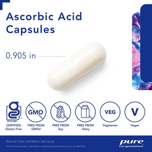 Pure Encapsulations, Ascorbic Acid Capsules — Capsule size and certifications