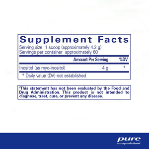 Pure Encapsulations, Inositol (powder) 250 g — Supplement facts panel