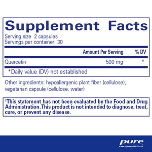 Pure Encapsulations, Quercetin 60 — Supplement facts panel